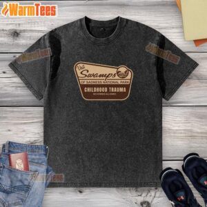 Original Swamps of Sadness National Park washed t-shirt featuring a scenic design inspired by nature's beauty.