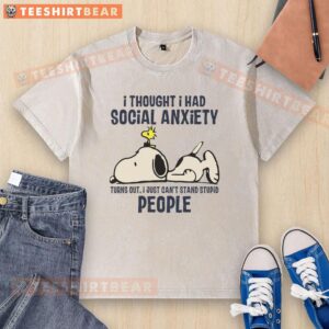 Funny Snoopy I Can't Stand Stupid People washed t-shirt featuring Snoopy with a humorous expression.