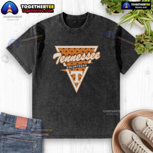 Alt Text: Tennessee Volunteers women's basketball washed t-shirt featuring a palm tree pattern inside a triangle logo.
