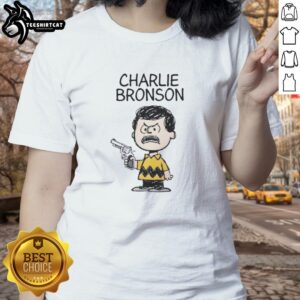 Nice Charlie Bronson action movie mashup ladies tee featuring dynamic graphics and bold colors for film enthusiasts.