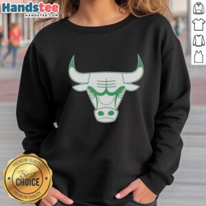 Awesome Chicago Bulls white logo sweatshirt for St. Patrick's Day, featuring a festive design perfect for fans.