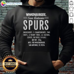 Alt Text: Whataburger San Antonio Spurs hoodie featuring 5 championships, Wemby Trois design, and vibrant cultural artwork.