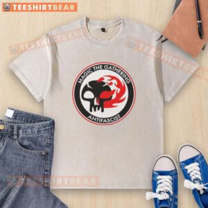 Official Magic: The Gathering Antifascist Washed T-Shirt featuring bold graphics and a stylish, casual design.