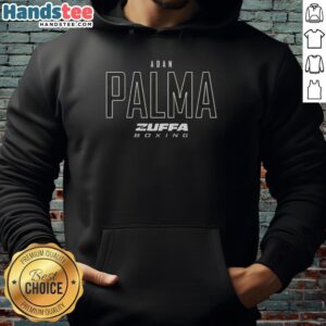 Official Adan Palma Zuffa Boxing Elite Hoodie in black, showcasing stylish design and premium quality for boxing enthusiasts.