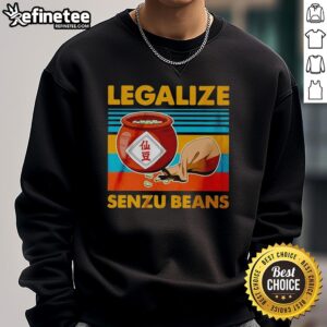 Alt Text: Premium Legalize Senzu Beans Dragon Ball sweatshirt featuring vibrant graphics and a comfortable fit for fans.