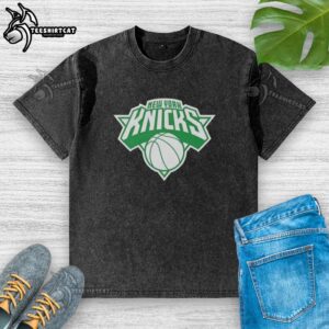 Top New York Knicks white logo Patrick's Day washed t-shirt featuring a festive design for fans.