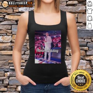 Good Rick Pitino St. John's Red Storm Almost Friday tank top featuring bold graphics and team colors for fans.