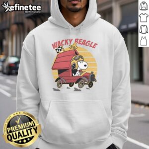 Cute wacky beagle in a car hoodie, showcasing a playful design perfect for dog lovers and pet apparel enthusiasts.