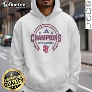 Awesome St. John's Red Storm Basketball Big East Champions Hoodie featuring team colors and logo.
