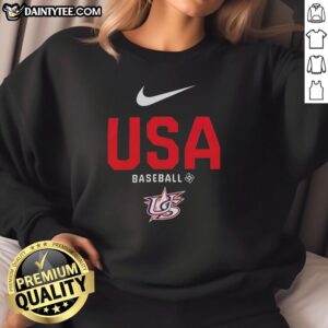 Good USA Baseball Logo Sweatshirt featuring a vintage design in red, white, and blue colors, perfect for fans.