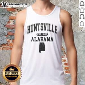 Top Huntsville Alabama Est 1809 Varsity Tank Top showcasing bold design and vibrant colors for stylish summer wear.
