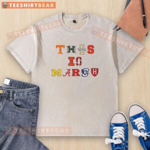 Hot This Is March sport team logo washed t-shirt in vibrant colors, perfect for fans and casual wear.