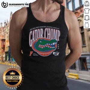 Men's National Champs tank top featuring Awesome Gator Chomp design, celebrating Florida 2025 victory.