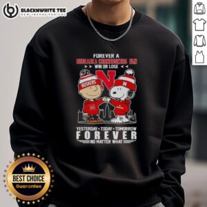 Original Charlie Brown Touch Hand Snoopy sweatshirt for Nebraska Cornhuskers fans, perfect for win or lose occasions.