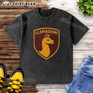 Original Llamaghini Funny Parody T-Shirt featuring a luxury llama car wash design, perfect for humor and llama lovers.