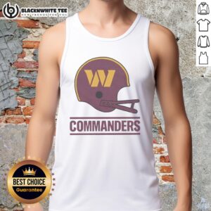 Top Washington Commanders football logo on a big helmet tank top, showcasing team spirit and style.