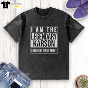 Retro washed t-shirt featuring 'I Am The Legendary Karson' design, perfect for casual and trendy outfits.