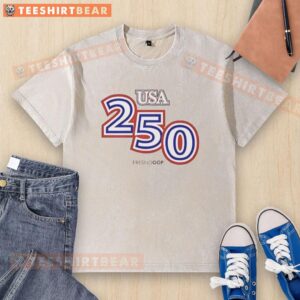 Alt Text: Awesome USA 250 Frenogop washed t-shirt showcasing a casual style with a vintage look and comfortable fit.