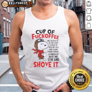 Good Snoopy cup of coffee design featuring humorous text, perfect for coffee lovers with a playful attitude.