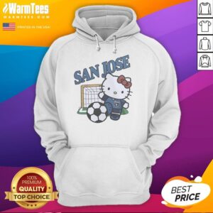Official San Jose Earthquakes FC x Hello Kitty hoodie featuring vibrant graphics and team logo, perfect for fans.