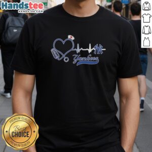 Nice New York Yankees nurse lover heartbeat baseball T-shirt design featuring a heart and baseball elements.