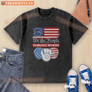 Top We The People Milwaukee Brewers American Since 1776 washed t-shirt featuring vintage style and patriotic design.