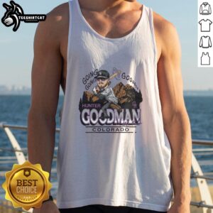 Pretty Rockies Hunter Goodman signature tank top featuring a stylish design, perfect for outdoor adventures and casual wear.