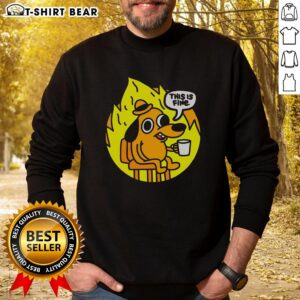 Nice This Is Fine Meme Sweatshirt featuring the popular cartoon dog in a burning room design, perfect for meme lovers.
