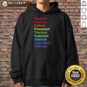 Official Flourine Uranium Carbon Potassium Titanium Rubidium Uranium Hoodie featuring a stylish scientific design.