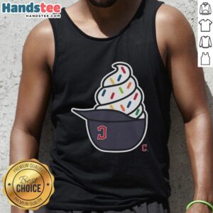 Awesome Cleveland Guardians ice cream tank top featuring vibrant team colors and graphics, perfect for summer outings.