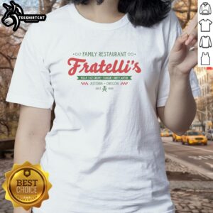Original Fratellis Family Restaurant Ladies Tee showcasing a stylish design perfect for fans of the restaurant.