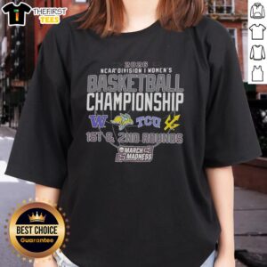 2026 NCAA Division I Women's Basketball Championship tee featuring Washington, South Dakota, TCU, and UC San Diego logos.
