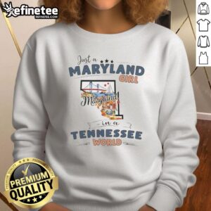 Maryland girl sweatshirt featuring a Tennessee state map outline, perfect for showcasing state pride and style.