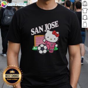 Alt Text: Pretty San Jose Earthquakes X Hello Kitty Night 2026 Celebration T-Shirt featuring vibrant graphics and team colors.