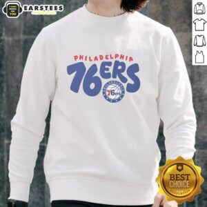 Awesome Philadelphia 76ers Bubble Sweatshirt in blue with logo, perfect for fans showing team spirit during colder weather.