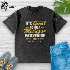 Premium Michigan Wolverines washed t-shirt, celebrating Ann Arbor, MI, est. 1817, perfect for fans and alumni.