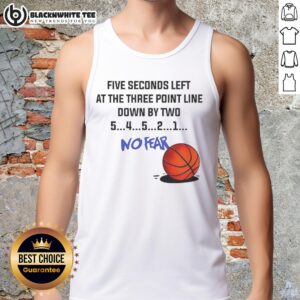 Awesome tank top featuring 'Five Seconds Left At The Three Point Line' design, perfect for basketball fans and athletes.