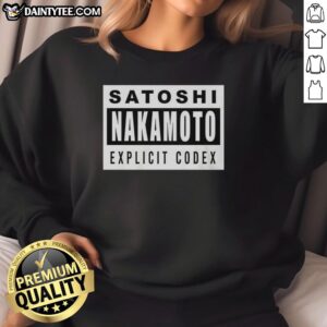 Good Satoshi Nakamoto Explicit Codex Sweatshirt featuring a stylish design, perfect for crypto enthusiasts and fashion lovers.