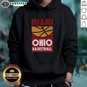 Vintage Miami Ohio Basketball hoodie featuring retro graphics, perfect for college fans and sports enthusiasts.