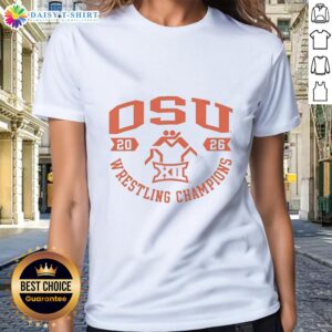 Awesome Oklahoma State Cowboys Wrestling Championship 2026 Ladies Tee showcasing team spirit and style for female fans.