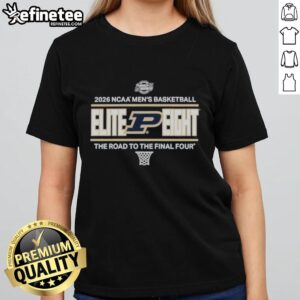 Original Purdue Boilermakers 2026 Men's Basketball Elite 8 Bound ladies tee featuring team colors and logo.
