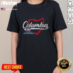 Official Columbus Aviators state map ladies tee featuring a stylish design for fans of the Columbus Aviators.