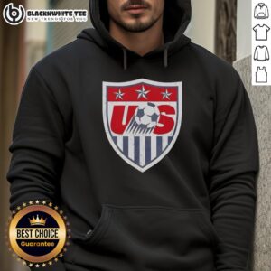 Alt Text: Retro U.S. Soccer emblem logo hoodie featuring vintage design, perfect for fans and casual wear.