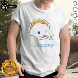 Hot Los Angeles Chargers football logo on a big helmet t-shirt, perfect for fans and game day style.