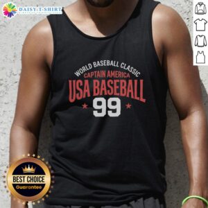 Stylish USA Baseball 99 Tank Top featuring Captain America design for World Baseball Classic fans.