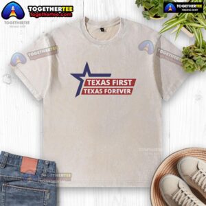 Pretty Texas First Texas Forever washed t-shirt featuring a trendy design and soft fabric, perfect for Texas pride.