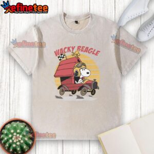 Cute wacky beagle car washed t-shirt design featuring a playful beagle with a sudsy car, perfect for dog lovers.