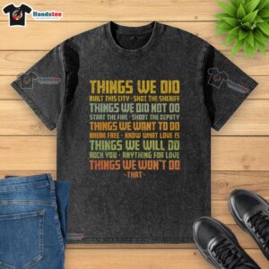 Vintage washed t-shirt featuring 'Nice Things We Did' graphic design, perfect for casual and trendy outfits.