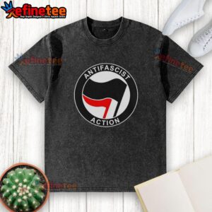 Alt Text: Official Extremadura Antifascista logo on a washed t-shirt, promoting anti-fascism and social justice apparel.