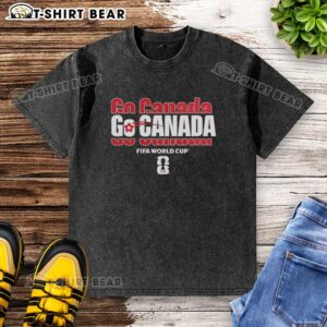 Top FIFA World Cup Go Canada 2026 washed t-shirt featuring a stylish design for soccer fans celebrating the tournament.